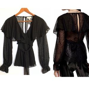 Topshop swiss dot sheer blouse